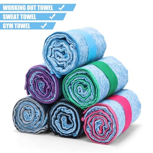 KISS QUEEN 6 Pack Sweat Towels for Men Women Working Out Lightweight Quick-Dry Microfiber Gym Towel for Running Fitness Yoga Tennis Riding Hiking Exercise Fishing(6 Pack(Blue)) view 3