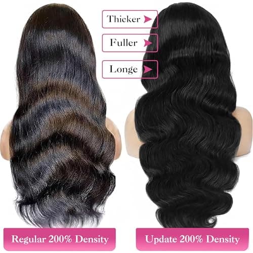 hiaemro 13x6 Lace Front Wigs Human Hair 30 Inch Body Wave Human Hair Wig | 200 Density HD Lace Frontal Glueless Wigs for Women No Shedding, No Tangling With Baby Hair Natural Black view 5