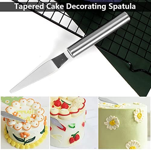 3 pack Cake Decorating Icing Spatulas Stainless Steel, Icing & Decorating Spatulas, Lightweight & Flexible Offset Spatula, Angled Frosting Spatulas for Cake Decorating, Baking view 5
