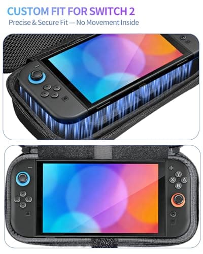 Large Capacity Carrying Case for Nintendo Switch 2 (2025), Tall Design Fits Original Adapter, Protective Portable Hard Shell Pouch Travel Bag w/Storage Pocket for Up to 24 Game Cards, Accessories view 3