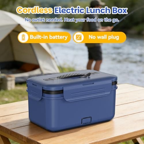 Vingud Cordless Electric Lunch Box for Adults, 1.8L Rechargeable Heated Lunch Box Food Warmer, Portable Self Heating for Mens/Office/Car, Lonchera Eléctrica Portátil Battery Powered Valentine's Gift view 3
