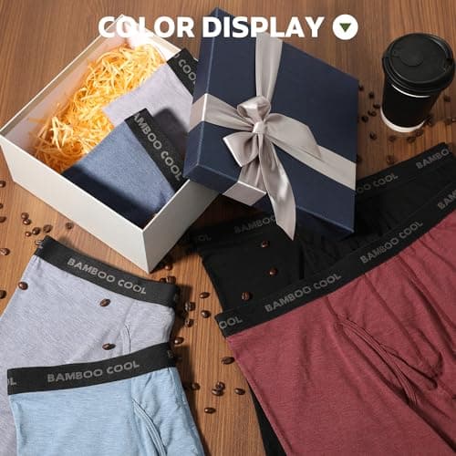 BAMBOO COOL Men's Ultra Breathable Underwear,No Riding Up Boxer Briefs with ComfortFlexible Waistband,Multipack view 6