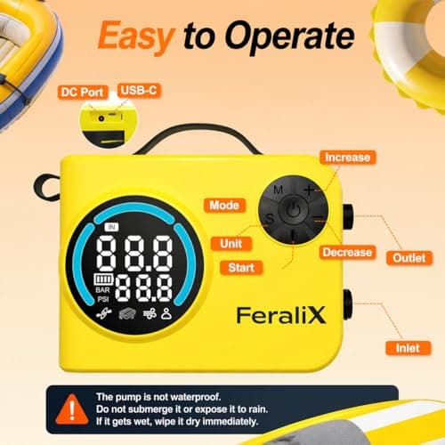 Electric Paddle Board Pump 20 PSI,Rechargeable SUP Air Compressor with Auto Shut-Off,Dual Stage Inflation & Deflation for Paddleboards,Kayaks,Boats and Other Inflatables view 4