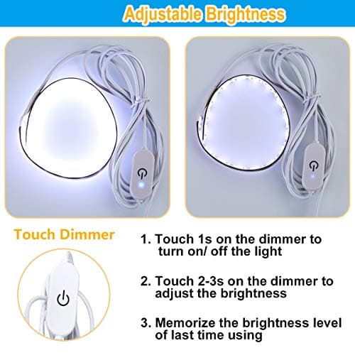 Amazing power Bright Sewing Strip Light with Touch Dimmer Cold White 6500K view 2