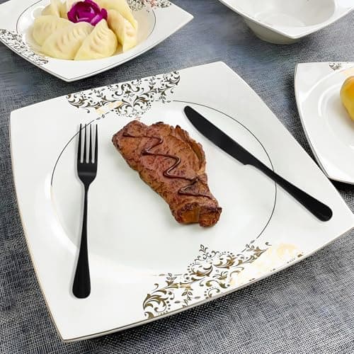 Black Silverware Set, Stainless Steel Flatware Set Service for 6, Kitchen Cutlery Gift Set Utensils Knife Fork Spoon Dinnerware Tableware Kit for for Home, Wedding, Restaurant (Black) view 6