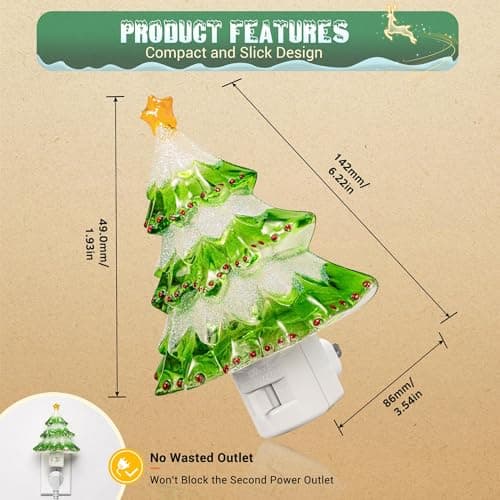 JandCase Christmas Tree Night Light, 2 Pack 3000K Night Lights view 5