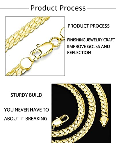 ZNBOH 5MM Plated Gold Chain Necklace for Women Men Full Sideways Chain Necklace Jewelry Sets Wedding Gift view 5