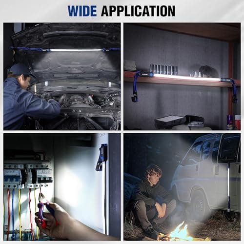 WORKPRO Rechargeable Underhood Work Light, 25" Foldable Magnetic Light Bar | Adjustable Hanging Straps, Hands-Free Repairing LED Light, Wide Area Coverage, Garage & Emergency Use view 6