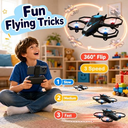 Drones for Kids with 1080P Camera，Remote Control RC Quadcopter for Beginner view 5