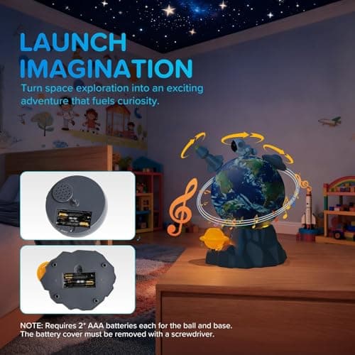 Magnetic Musical Rotating Ball,Space Toys for Kids 3 4 5 6 7 8 9 10 Year Old Boys Girls Sensory Toys for Toddlers Birthday Gifts Educational STEM Toy Playset with Astronauts Rocket Spacecraft Planet view 3