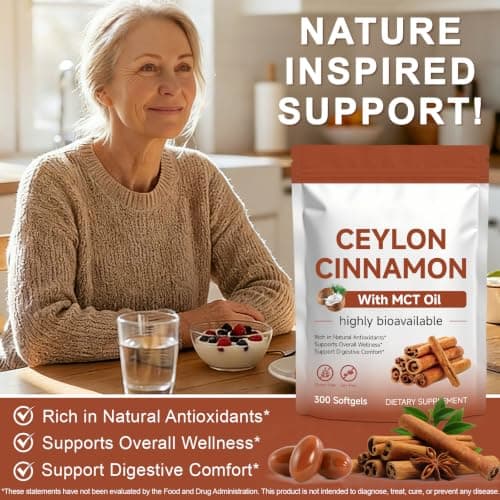 Tiuedu Ceylon Cinnamon Softgels with MCT Oil, 2Pack | Antioxidant & Digestive Wellness Support view 6