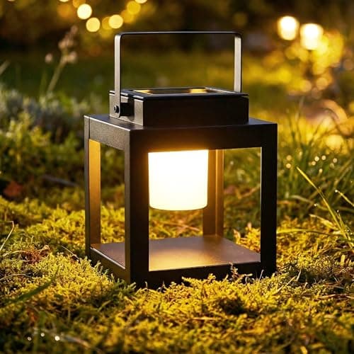 Solar Lantern Outdoor Table Lamp - Portable Hanging LED Lights, Dural Rechargeable Waterproof Decorative Lights for Patio Camp view 1