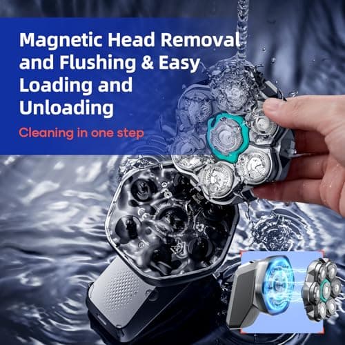 7D Head Shavers for Bald Men - kensen Upgrade 7D Head Shavers, Ergonomic Comfort-Grip Handle with 2 Speed Settings Long Battery Life Bald Razor IPX6 Waterproof Wet/Dry Shaving LED Display view 5