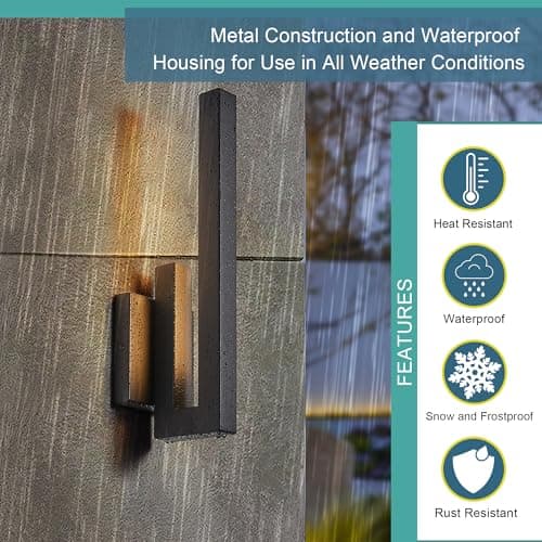 Tarentlight 15" Ht Modern Minimalist Linear Outdoor Wall Light,3000K 13W Integrated LED,Textured Black Anti-Rust Metal,Wet Rated for Exterior House, Porch & Patio,Garage,Yard Front Door,Garden. view 3