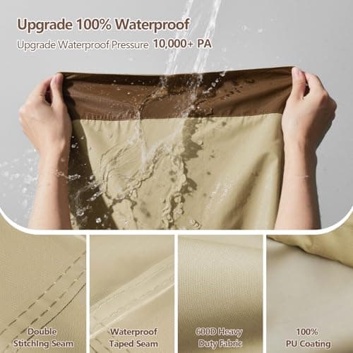 RICHIE Outdoor Patio Furniture Cover - Heavy Duty Waterproof 600D Tough Canvas Protector for Rectangular Table Cover, All-Season Dining Table and Chair Covers (108L x 82W x 28H Inch) view 6
