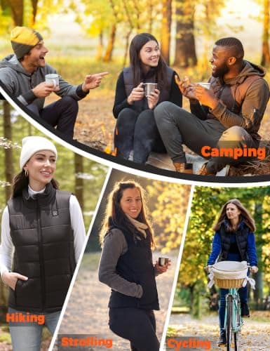 Vestego Heated Vest Women with Battery Pack Included, Winter Outdoor | 6 heating zones, 3 temp levels, UL2056 certified battery pack, lightweight washable, for commute outdoor camping dog walks view 2