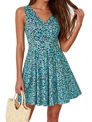 BTFBM Womens Summer Dresses 2026 Spring Casual Sleeveless Floral Knit Flowy A-Line Mini Dress Pockets Beach Sundress — image 1