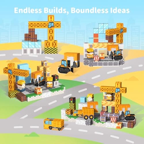 VNLINA Magnetic Blocks Building Toys - 154PCS Magnet Building Blocks Set Construction Cubes STEM Sensory Stacking Kids Toys for Boys Girls view 4