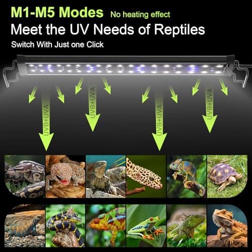Hygger Zoo 16W LED UVB Light for Reptiles Terrarium Light Extendable Reptile Tank Light with Controller ＆Dimming and 5 UVI Modes Full Spectrum Brilliant White Blue Red Lights for Bearded Dragon, Gecko view 4