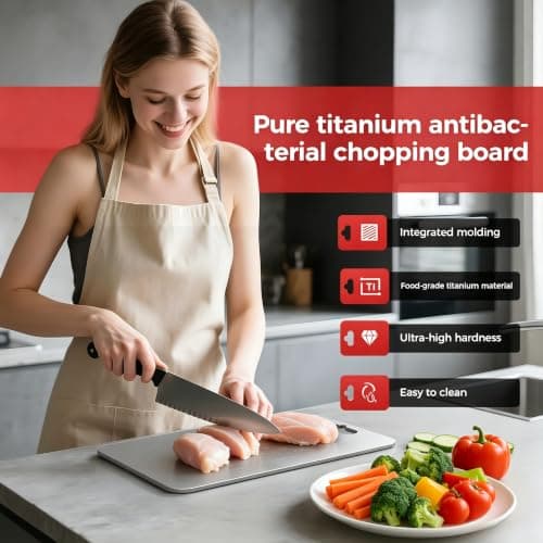 Titanium Cutting Board Set of 3,Pure Titanium Cutting Boards for Kitchen | Dishwasher Safe Double Sided Non Toxic Cutting Board, Ideal Charcuterie & Chopping for Meat, Hygiene Durable（XL+L+M) view 3