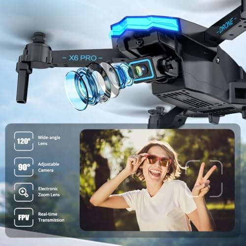 Drone with Camera 1080P with Brushless Motor Mini Drone for Beginner, Long Fly Time, One Key Start, Headless Mode, 2 Batteries, RC Quadcopter Helicopter Toy Gifts for Teen Boys and Girls (White) view 2