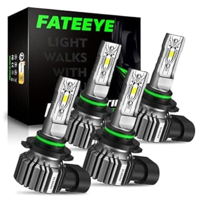 FateEye 𝟵 𝟬 𝟬 𝟱/𝗛𝗕𝟯 𝟵 𝟬 𝟬 𝟲/𝗛𝗕𝟰 Bulbs Combo – Pack of 4, Super Bright 𝟰𝟬,𝟬𝟬𝟬𝗟𝗠, 𝟭:𝟭 𝗦𝗶𝘇𝗲 6500K Cool White, Fanless Silent Design, 50000-Hour Lifespan