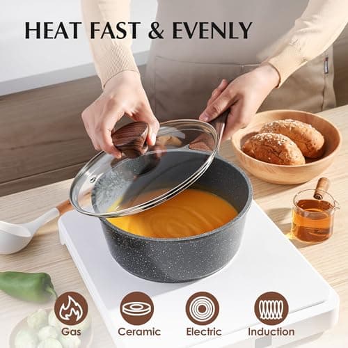 SENSARTE Nonstick Cookware Set 13-Piece, Non Stick Pots and Pans Set with Swiss Granite Coating, Healthy Kitchen Cooking Set, Stay-Cool Handles, PFOA Free view 5