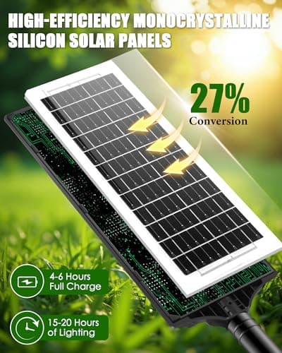 Mcfacesun Solar Lights Outdoor-6500K 16000LM Led Street Light, IP66 Waterproof Solar Street Lights Outdoor with Motion Sensor & Dusk to Dawn, led solared Street Light Easy Installation view 2