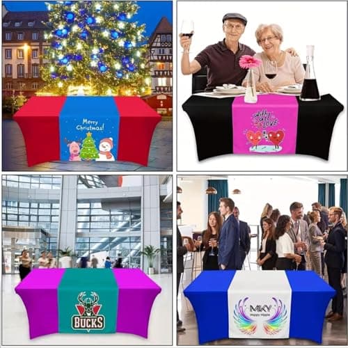 Custom Table Runner with Business Logo, Personalized Table Runner Customized Text Photo for Party,Tradeshow Events,Wedding,Christmas Decor (4FT 72" L x 13" W) view 6