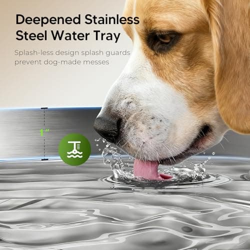 Pektaco Dog Water Fountain for Large Dogs, 1.8Gal/7L Pet Water Fountain, Dog Water Bowl Dispenser with Viewing Window & LED, Super Quiet, Stainless Steel Tray Easy Clean BPA-Free(with 3 Filters) view 5