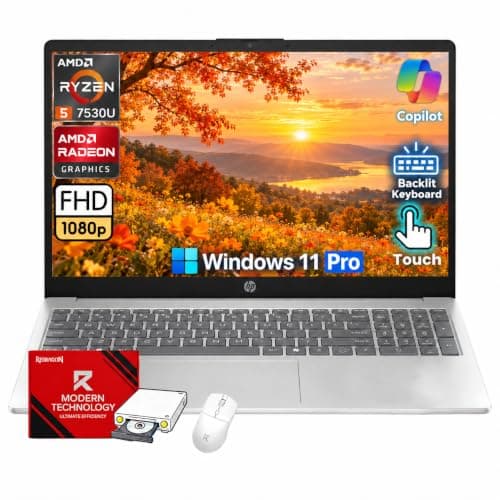 HP 15.6" FHD Touchscreen Laptop, AMD Ryzen 5 7530U, 32GB RAM, 1TB SSD | Backlit Keyboard with Numeric Keypad, Fast Charge, Windows 11 Pro, Lightweight Business Laptop for Home Work & Study — image 1