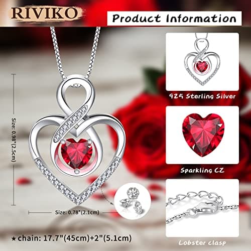 RIVIKO Infinity Heart Symbol Necklace for Women 925 Sterling Silver Love Heart Pendant Valentine's Day Anniversary Birthday Christmas Jewelry Gifts for Women Mom Wife Sister Her Friends view 5
