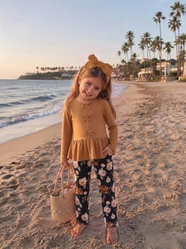 XMWEALTHY Girls 2 Piece Outfits Kids Clothes Cute Bowknot Clothing Sets view 3