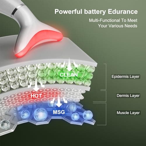 Red Light Therapy for Face, LED Face Massager Tool with Vibraion, Porable Facial Massager for Skin Care at Home, Wrinkle Reducer Face Sculpting Tool，Micro-current Facial Beauty Device(Model AM-810W) view 3