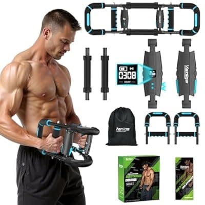 Twister Arm Trainer for Men, Chest Workout Equipment 5-Level Adjustable (40-130lb) with Ergonomic 27° Targets Biceps/Clip/Thigh, Portable Exerciser for Home Gym Travel Fitness