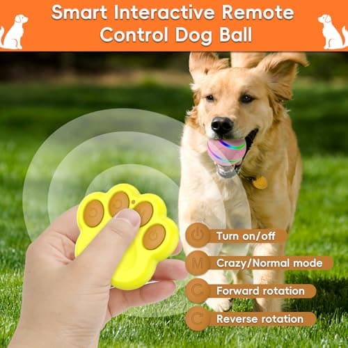 SUJF Smart Interactive Dog Ball, Interactive Dog Toys with Remote Control, Automatic Moving Pet Ball for Medium and Large Dogs, TPU Material, Rechargeable Vibrating Bouncing Pet Toy view 3