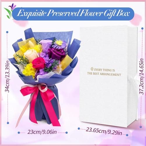 QOEAZY Flowers for Delivery, Preserved Flowers Bouquet with Gift Box, Birthdy Gifts for Women Mom Grandma view 2