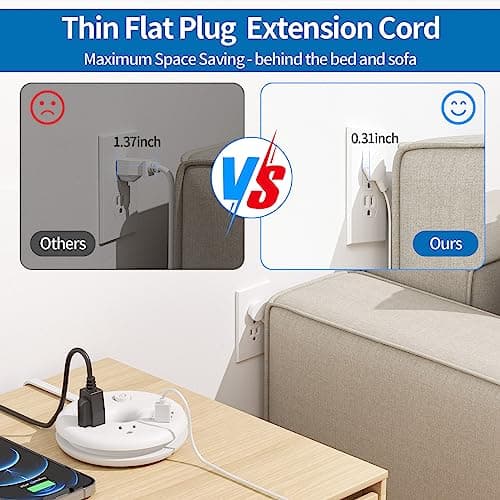 NTONPOWER Travel Power Strip, Cruise Approved Power Strip, Portable Power Strip Flat Plug - 3 Outlets with 3 USB Ports, 4 ft Travel Extension Cord for Cruise Accessories Must Haves, Travel Essentials view 4