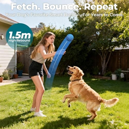 KITPLUS Smart Interactive Dog Ball Toys: Automatic Bouncing Rotating Moving, 3 Modes, Durable Material, Waterproof, Rechargeable Active Rolling Pet Toy for Medium Large Dogs Indoor Outdoor, Blue view 4