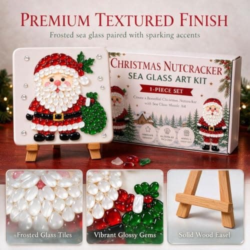 Mosaic Sea Glass Art Kit,DIY Christma Craft Art for Holiday Wall Decor Gift view 2