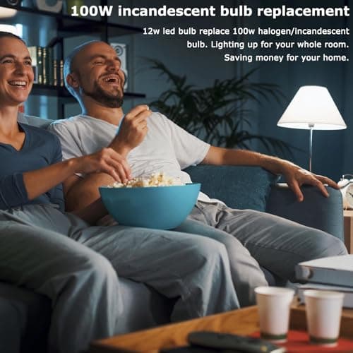 HengBo LED Light Bulbs 100 Watt Equivalent, 6500K Daylight 1200LM White Light Bulb, 12W Non-Dimmable, E26 Standard Medium Base Bulb for Bathroom, Kitchen, Living Room (Pack of 4) view 3