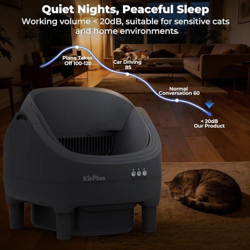 Self-Cleaning Cat Litter Box, Open-Top Automatic Litter Box with APP Control, Odor-Control & Low-Noise Design, Large Capacity, Safe for Multiple Cats view 4