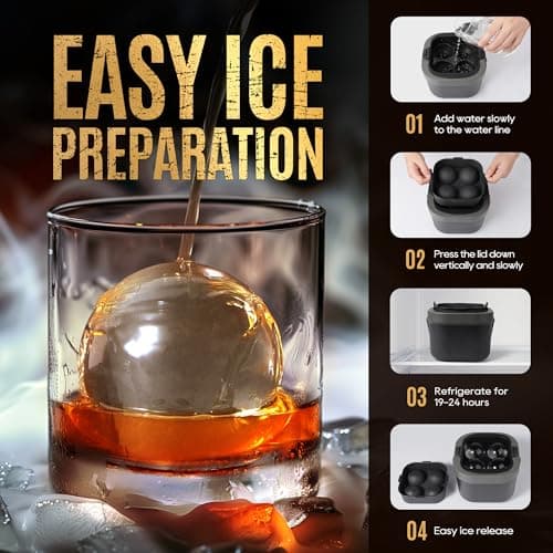 Mooues Clear Ice Ball Maker Mold, Whiskey Ice Cube Tray, 2.4 Inch Large Round Ice Molds for Cocktails Whisky Bourbon Liquor, Best Dad Ever Gifts for New Dad Husband Men who Have Everything view 5