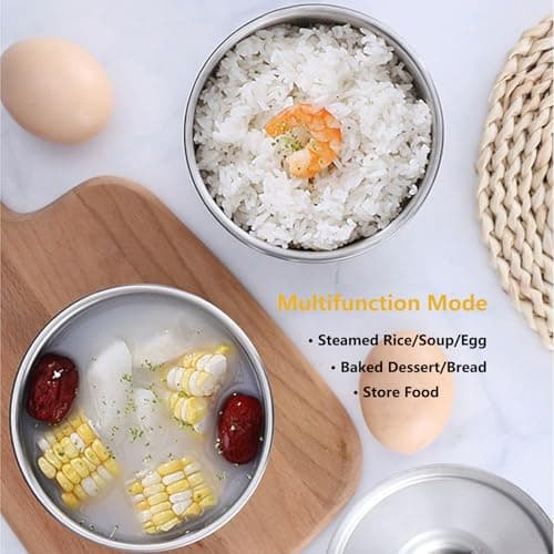 PiaoRong Stainless Steel Bowl with Lid, for Chinese Kitchen Restaurant, Multi-Purpose Soup Bowls Snacks Bowls Steamed Egg Bowl Steamed RiceBowl view 5