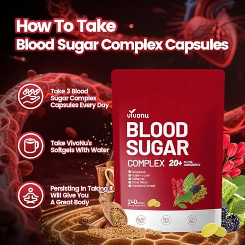VivoNu Blood Sugar Complex Supplement | Advanced Formula with 20 Herbs and Vitamins with Cinnamon, Turmeric, Black Pepper, Licorice and More, Vegan, Non-GMO, Gluten-Free view 6
