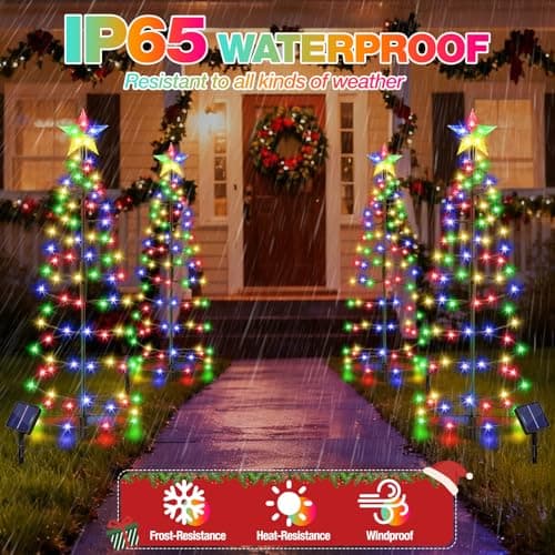 24" Spiral Solar Christmas Tree Outdoor Decorations 4 Pack view 6