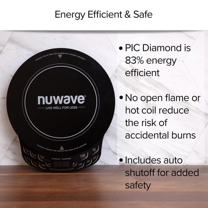 Nuwave Diamond Induction Cooktop, New & Improved Electric Burner with Probe, 91 Temps 50°F to 500°F, 6.5” Heating Coil, Shatter-Proof Ceramic Glass, 3 Wattage Settings, Ideal for Dorms, RVs & Apts view 5
