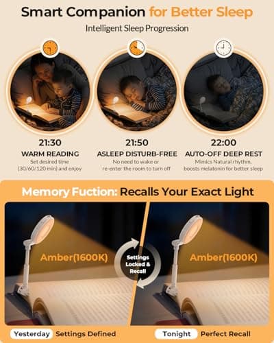 EastPin Book Light for Reading in Bed: Rechargeable 18 LED Clip on Reading Light with Timer & Memory Eye-Caring 3 Color Temperature Stepless Dimming Night Reading Lamp Gifts for Book Lovers Men Kids view 5