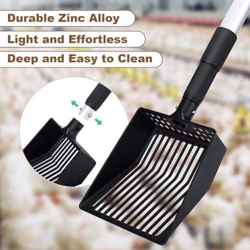 Mity rain Chicken Coop Accessories, 3 IN 1 Adjustable Chicken Scooper for Cleaning, Sifting Shovel for Chicken Coop Separating Poo and Debris from Sand, Chicken Litter Scoop Supplies view 5