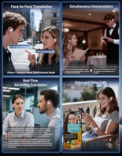 Xvoyias AI Translation Earbuds Real Time,164 Language Translator Earbuds,Audifonos Traductores Inglés Español,5-in-1 Translation Headphones with 7 Translation Modes/96H Language Translator Device view 3